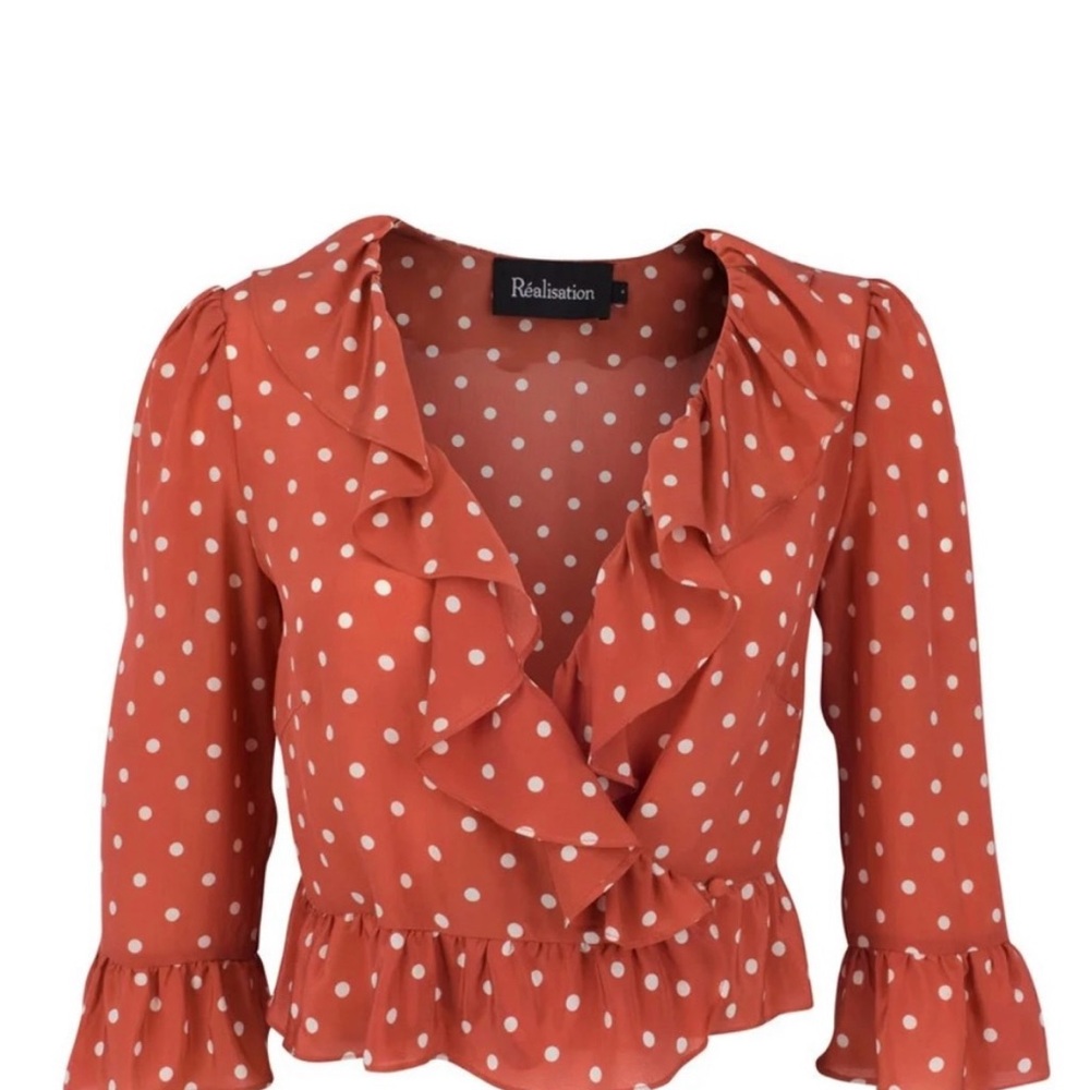 Realisation Par Polka Dot Ruffle Top Red